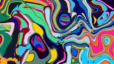 soyut psikedelik dijital sanat eserleri canlı kıvrımlı renkler içerir, dinamik, akışkan bir bileşim oluşturur.