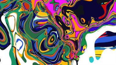 soyut psikedelik dijital sanat eserleri canlı kıvrımlı renkler içerir, dinamik, akışkan bir bileşim oluşturur.