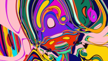 soyut psikedelik dijital sanat eserleri canlı kıvrımlı renkler içerir, dinamik, akışkan bir bileşim oluşturur.
