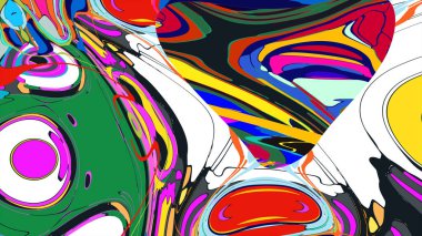 soyut psikedelik dijital sanat eserleri canlı kıvrımlı renkler içerir, dinamik, akışkan bir bileşim oluşturur.