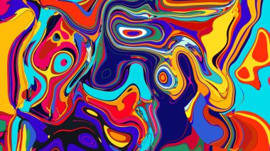 soyut psikedelik dijital sanat eserleri canlı kıvrımlı renkler içerir, dinamik, akışkan bir bileşim oluşturur.