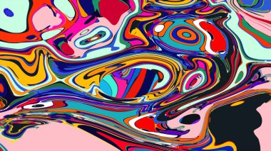 soyut psikedelik dijital sanat eserleri canlı kıvrımlı renkler içerir, dinamik, akışkan bir bileşim oluşturur.