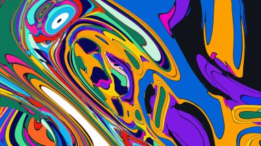 soyut psikedelik dijital sanat eserleri canlı kıvrımlı renkler içerir, dinamik, akışkan bir bileşim oluşturur.