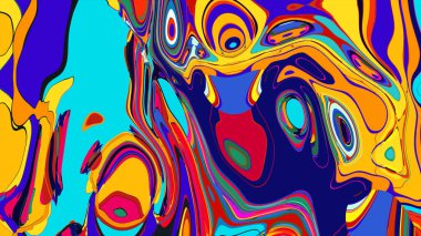 soyut psikedelik dijital sanat eserleri canlı kıvrımlı renkler içerir, dinamik, akışkan bir bileşim oluşturur.