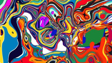 soyut psikedelik dijital sanat eserleri canlı kıvrımlı renkler içerir, dinamik, akışkan bir bileşim oluşturur.