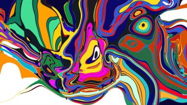 soyut psikedelik dijital sanat eserleri canlı kıvrımlı renkler içerir, dinamik, akışkan bir bileşim oluşturur.