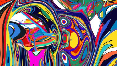 soyut psikedelik dijital sanat eserleri canlı kıvrımlı renkler içerir, dinamik, akışkan bir bileşim oluşturur.