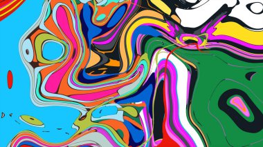 soyut psikedelik dijital sanat eserleri canlı kıvrımlı renkler içerir, dinamik, akışkan bir bileşim oluşturur.