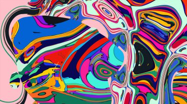 soyut psikedelik dijital sanat eserleri canlı kıvrımlı renkler içerir, dinamik, akışkan bir bileşim oluşturur.