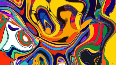 soyut psikedelik dijital sanat eserleri canlı kıvrımlı renkler içerir, dinamik, akışkan bir bileşim oluşturur.