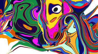 soyut psikedelik dijital sanat eserleri canlı kıvrımlı renkler içerir, dinamik, akışkan bir bileşim oluşturur.