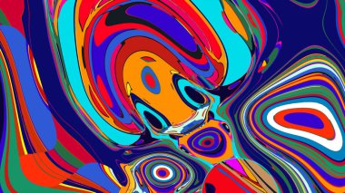 soyut psikedelik dijital sanat eserleri canlı kıvrımlı renkler içerir, dinamik, akışkan bir bileşim oluşturur.
