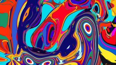 soyut psikedelik dijital sanat eserleri canlı kıvrımlı renkler içerir, dinamik, akışkan bir bileşim oluşturur.