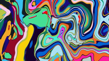 soyut psikedelik dijital sanat eserleri canlı kıvrımlı renkler içerir, dinamik, akışkan bir bileşim oluşturur.