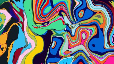 soyut psikedelik dijital sanat eserleri canlı kıvrımlı renkler içerir, dinamik, akışkan bir bileşim oluşturur.