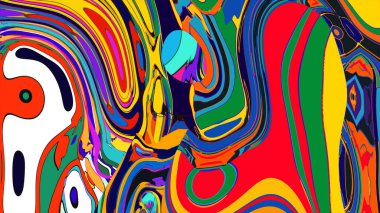 soyut psikedelik dijital sanat eserleri canlı kıvrımlı renkler içerir, dinamik, akışkan bir bileşim oluşturur.