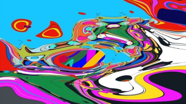 soyut psikedelik dijital sanat eserleri canlı kıvrımlı renkler içerir, dinamik, akışkan bir bileşim oluşturur.