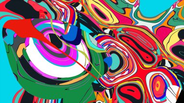 soyut psikedelik dijital sanat eserleri canlı kıvrımlı renkler içerir, dinamik, akışkan bir bileşim oluşturur.