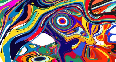 soyut psikedelik dijital sanat eserleri canlı kıvrımlı renkler içerir, dinamik, akışkan bir bileşim oluşturur.