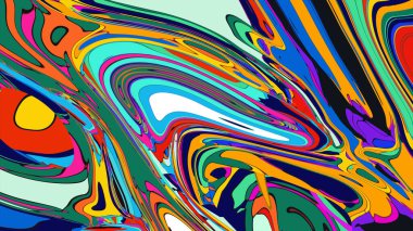 soyut psikedelik dijital sanat eserleri canlı kıvrımlı renkler içerir, dinamik, akışkan bir bileşim oluşturur.