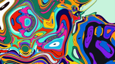 soyut psikedelik dijital sanat eserleri canlı kıvrımlı renkler içerir, dinamik, akışkan bir bileşim oluşturur.