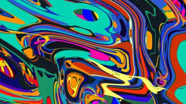 soyut psikedelik dijital sanat eserleri canlı kıvrımlı renkler içerir, dinamik, akışkan bir bileşim oluşturur.