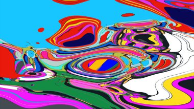 soyut psikedelik dijital sanat eserleri canlı kıvrımlı renkler içerir, dinamik, akışkan bir bileşim oluşturur.