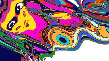 soyut psikedelik dijital sanat eserleri canlı kıvrımlı renkler içerir, dinamik, akışkan bir bileşim oluşturur.