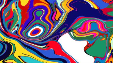 soyut psikedelik dijital sanat eserleri canlı kıvrımlı renkler içerir, dinamik, akışkan bir bileşim oluşturur.