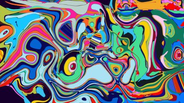 soyut psikedelik dijital sanat eserleri canlı kıvrımlı renkler içerir, dinamik, akışkan bir bileşim oluşturur.
