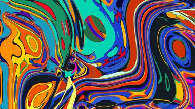 soyut psikedelik dijital sanat eserleri canlı kıvrımlı renkler içerir, dinamik, akışkan bir bileşim oluşturur.