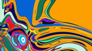 soyut psikedelik dijital sanat eserleri canlı kıvrımlı renkler içerir, dinamik, akışkan bir bileşim oluşturur.