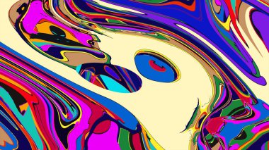 soyut psikedelik dijital sanat eserleri canlı kıvrımlı renkler içerir, dinamik, akışkan bir bileşim oluşturur.