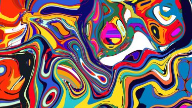 soyut psikedelik dijital sanat eserleri canlı kıvrımlı renkler içerir, dinamik, akışkan bir bileşim oluşturur.