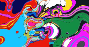 soyut psikedelik dijital sanat eserleri canlı kıvrımlı renkler içerir, dinamik, akışkan bir bileşim oluşturur.