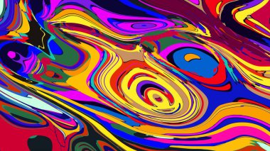 soyut psikedelik dijital sanat eserleri canlı kıvrımlı renkler içerir, dinamik, akışkan bir bileşim oluşturur.