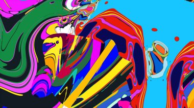 soyut psikedelik dijital sanat eserleri canlı kıvrımlı renkler içerir, dinamik, akışkan bir bileşim oluşturur.