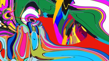 soyut psikedelik dijital sanat eserleri canlı kıvrımlı renkler içerir, dinamik, akışkan bir bileşim oluşturur.