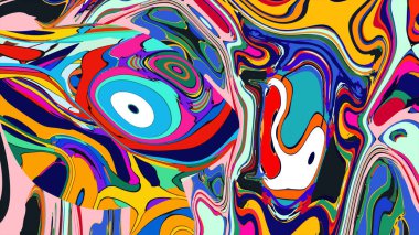 soyut psikedelik dijital sanat eserleri canlı kıvrımlı renkler içerir, dinamik, akışkan bir bileşim oluşturur.
