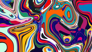 soyut psikedelik dijital sanat eserleri canlı kıvrımlı renkler içerir, dinamik, akışkan bir bileşim oluşturur.