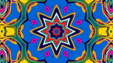 Yaz için renkli simetrik soyut kaleydoskop arkaplan deseni