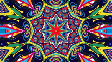 Yaz için renkli simetrik soyut kaleydoskop arkaplan deseni