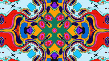 Yaz için renkli simetrik soyut kaleydoskop arkaplan deseni