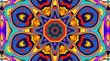 Yaz için renkli simetrik soyut kaleydoskop arkaplan deseni