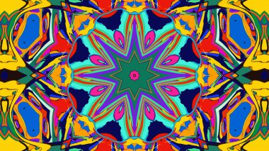 Yaz için renkli simetrik soyut kaleydoskop arkaplan deseni