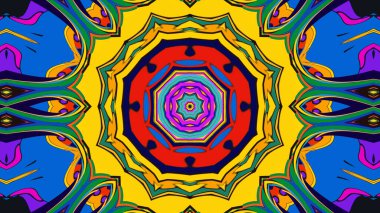 Yaz için renkli simetrik soyut kaleydoskop arkaplan deseni
