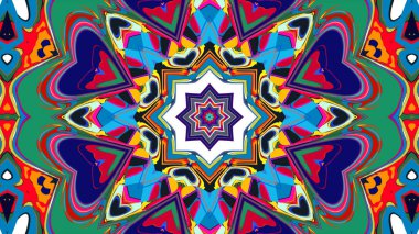 Yaz için renkli simetrik soyut kaleydoskop arkaplan deseni