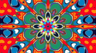 Yaz için renkli simetrik soyut kaleydoskop arkaplan deseni