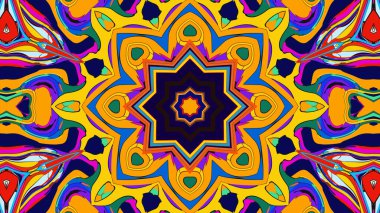 Yaz için renkli simetrik soyut kaleydoskop arkaplan deseni