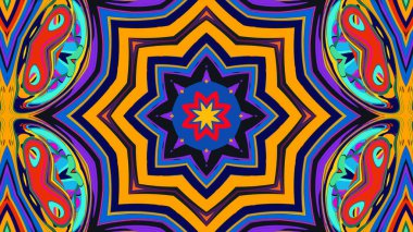 Yaz için renkli simetrik soyut kaleydoskop arkaplan deseni
